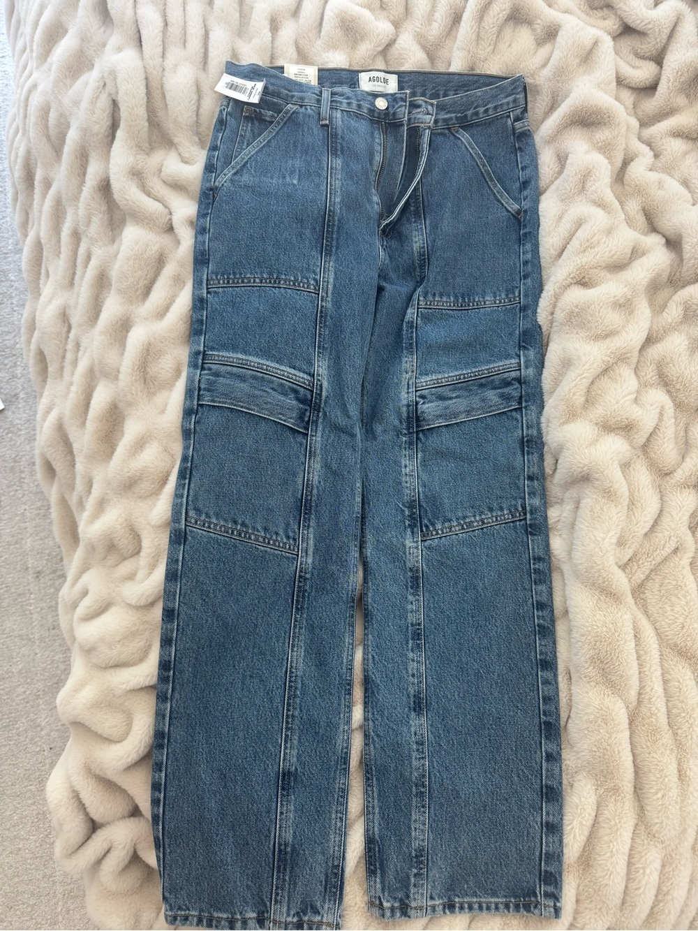 NWT AGOLDE Wide Leg Paneled Blue Denim Jeans